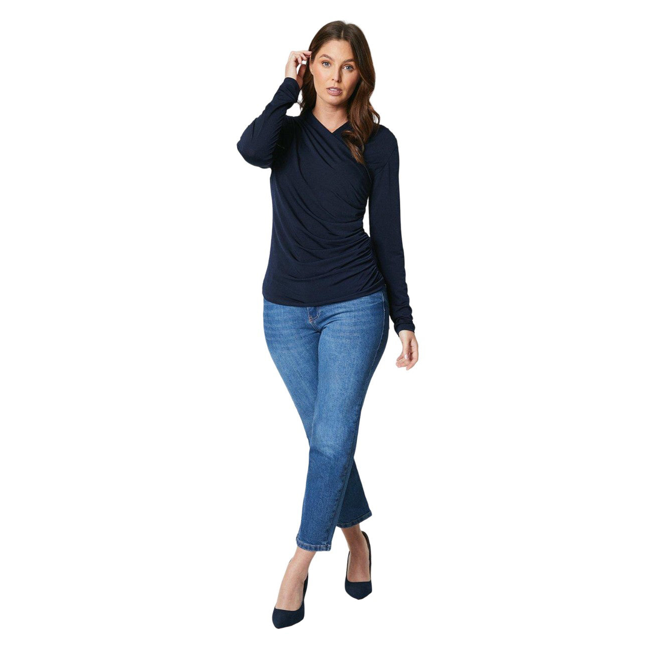 Navy - Lifestyle - Principles Womens-Ladies Jersey Wrap Top