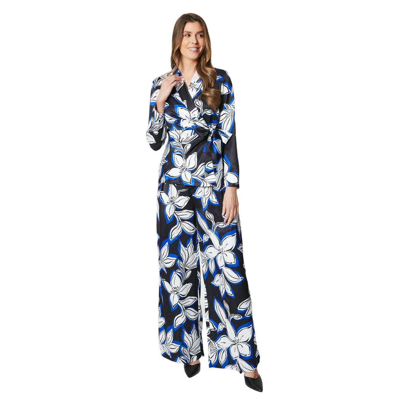 Blue - Lifestyle - Principles Womens-Ladies Floral Wide Leg Trousers