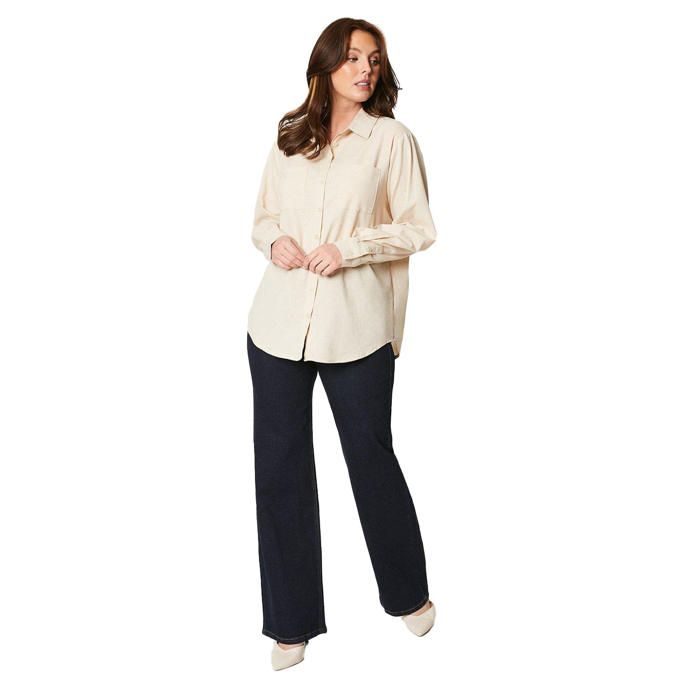 Sand - Pack Shot - Principles Womens-Ladies Linen Blend Shirt