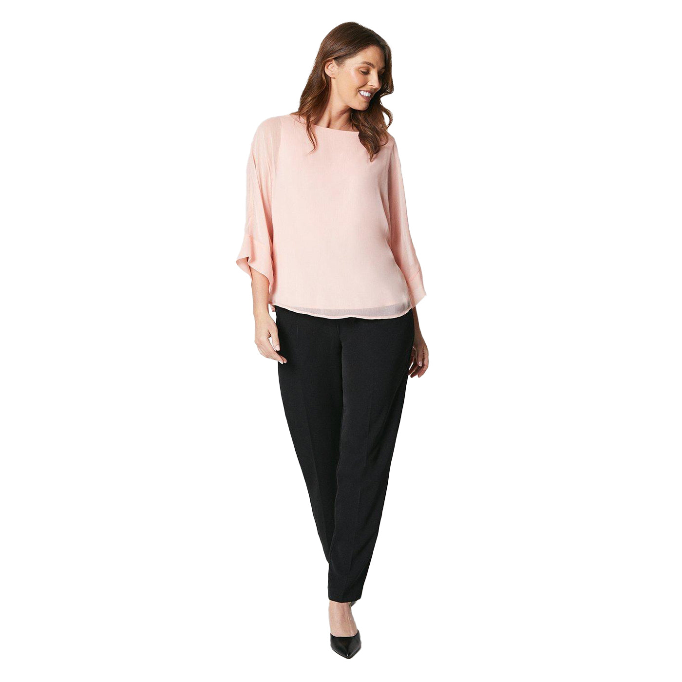 Peach - Lifestyle - Principles Womens-Ladies Chiffon Batwing Sleeve Top