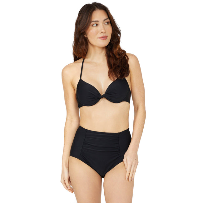 Black - Front - Debenhams Womens-Ladies Twisted Underwired Bikini Top