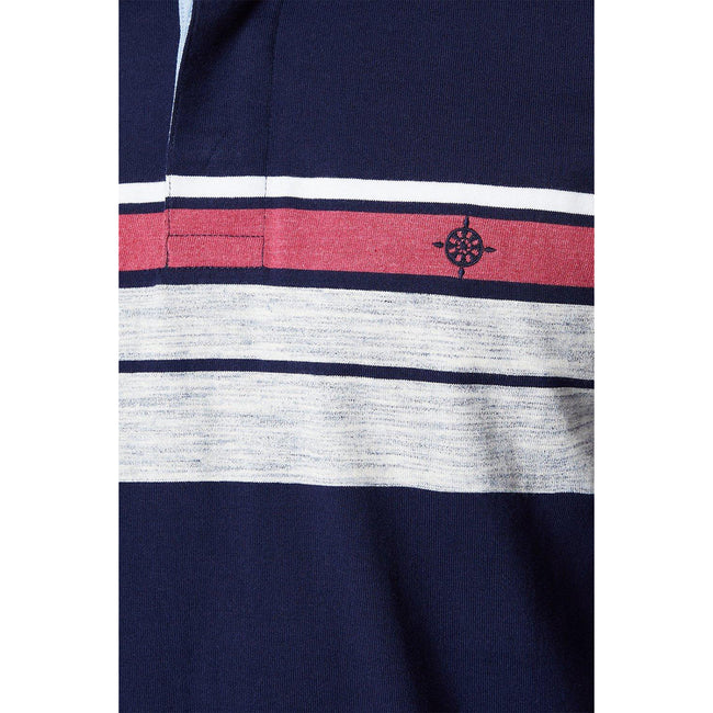 Dark Blue - Side - Maine Mens Henley Placement Stripe Rugby Shirt