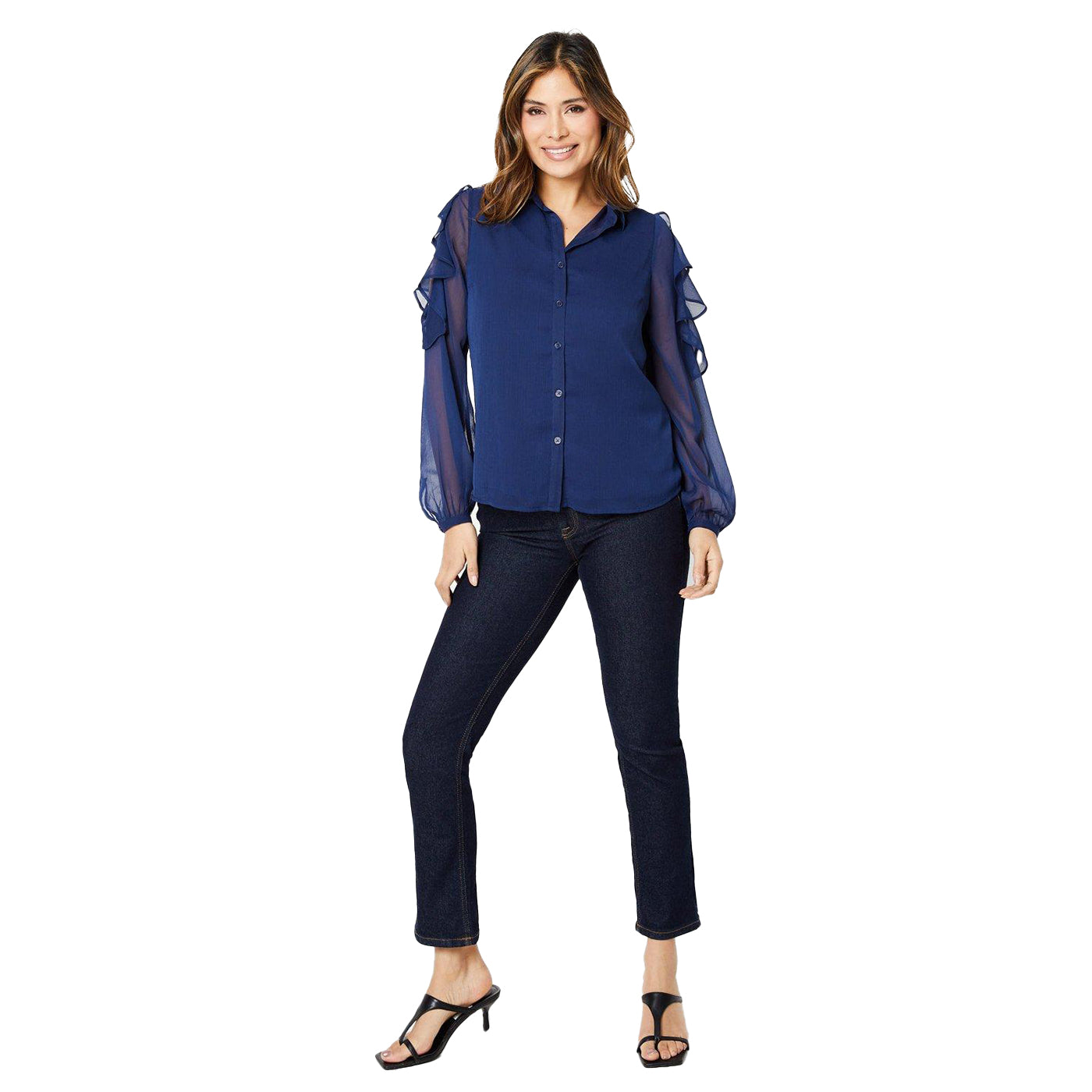 Navy - Lifestyle - Principles Womens-Ladies Cold Shoulder Blouse
