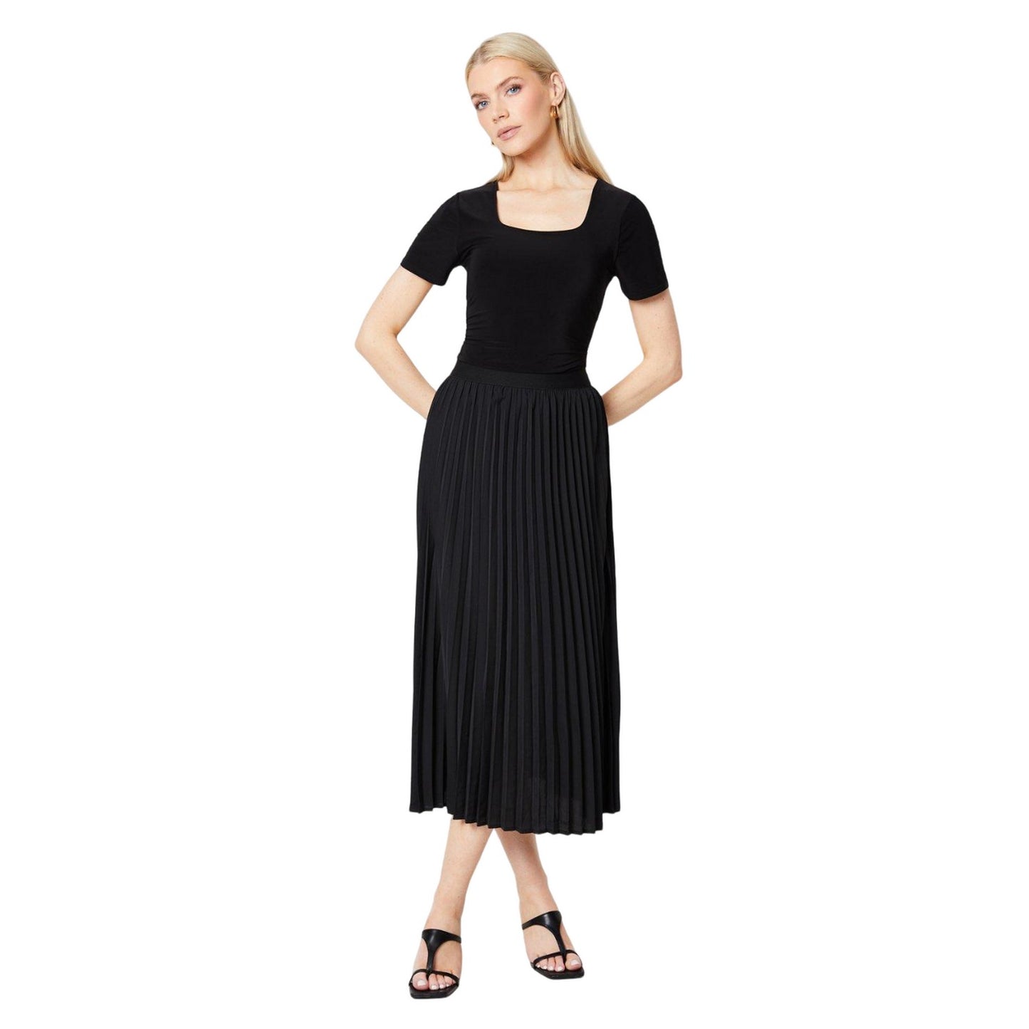 Black - Side - Principles Womens-Ladies Pleated Skirt