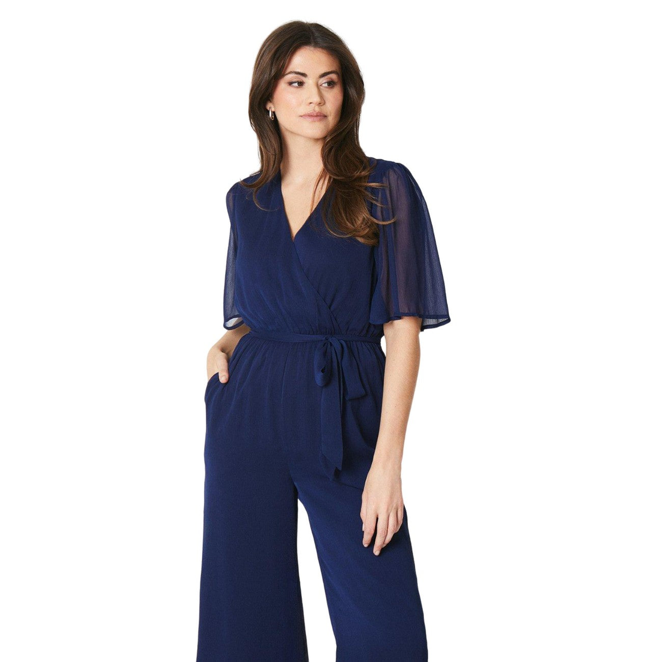 Navy - Side - Principles Womens-Ladies Angel Sleeve Jumpsuit