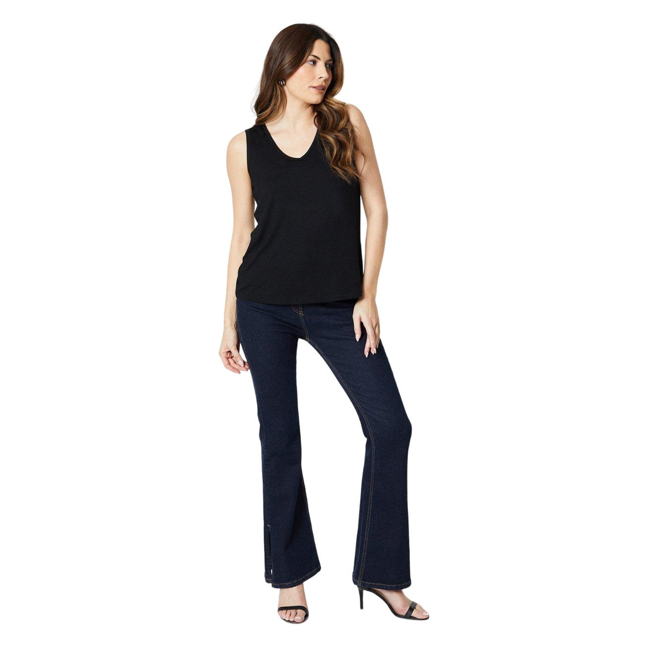 Black - Lifestyle - Principles Womens-Ladies Modal V Neck Tank Top