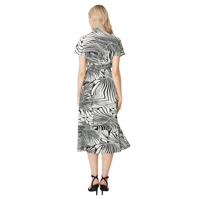 White-Black - Back - Principles Womens-Ladies Leaf Print Midi Shirt Dress