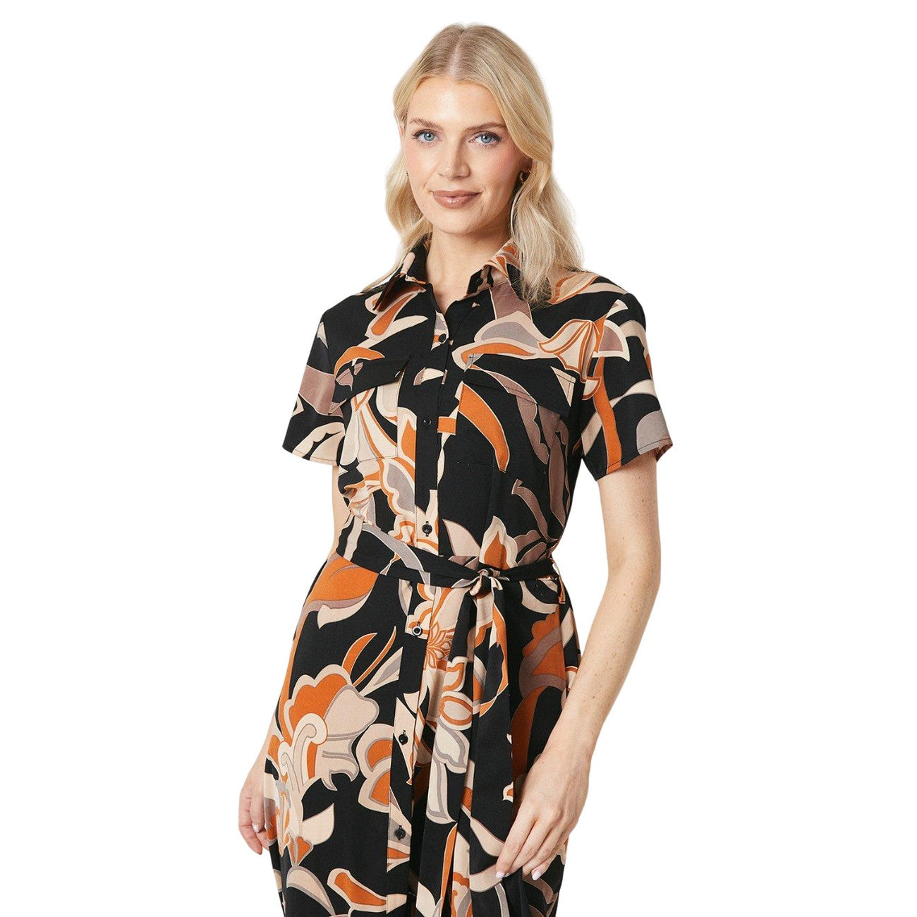 Black - Side - Principles Womens-Ladies Abstract Midi Shirt Dress