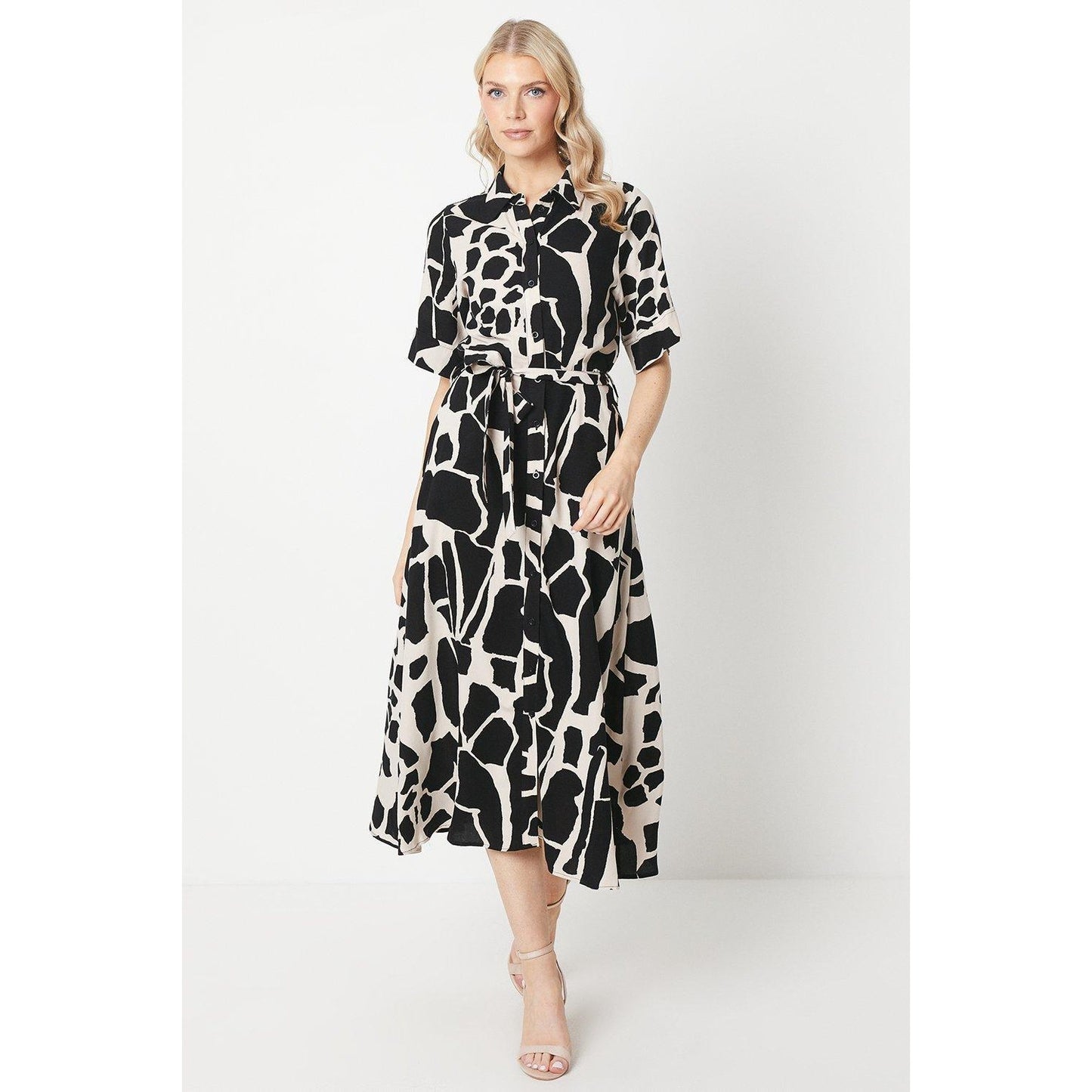 Monochrome - Front - Principles Womens-Ladies Belted Midi Shirt Dress