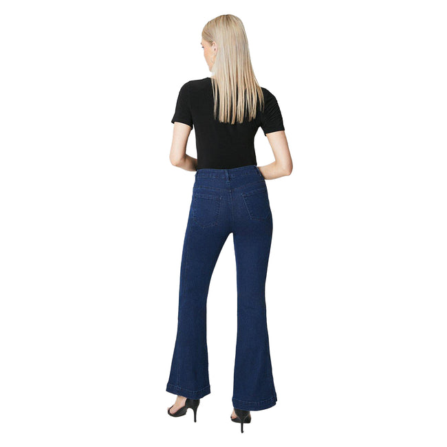 Dark Wash - Back - Principles Womens-Ladies Detail Seams Flared Jeans