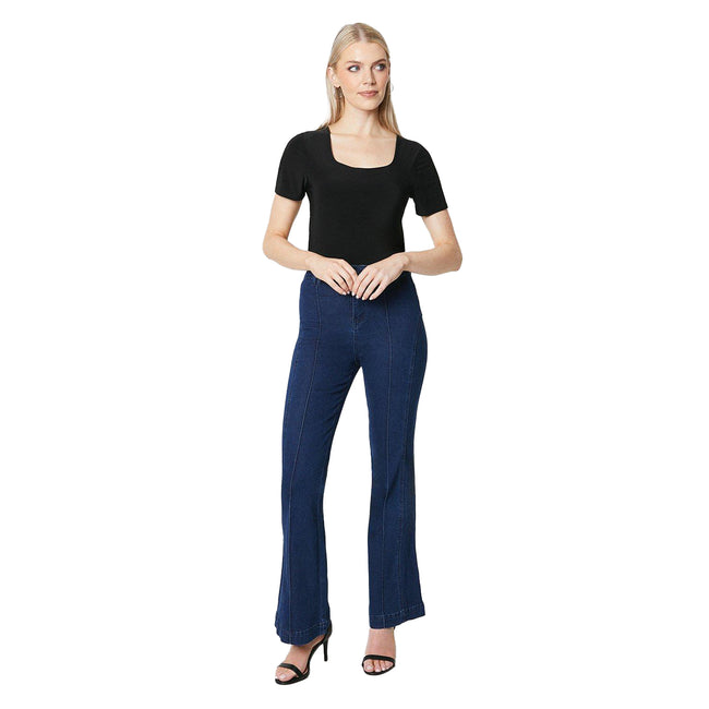 Dark Wash - Lifestyle - Principles Womens-Ladies Detail Seams Flared Jeans