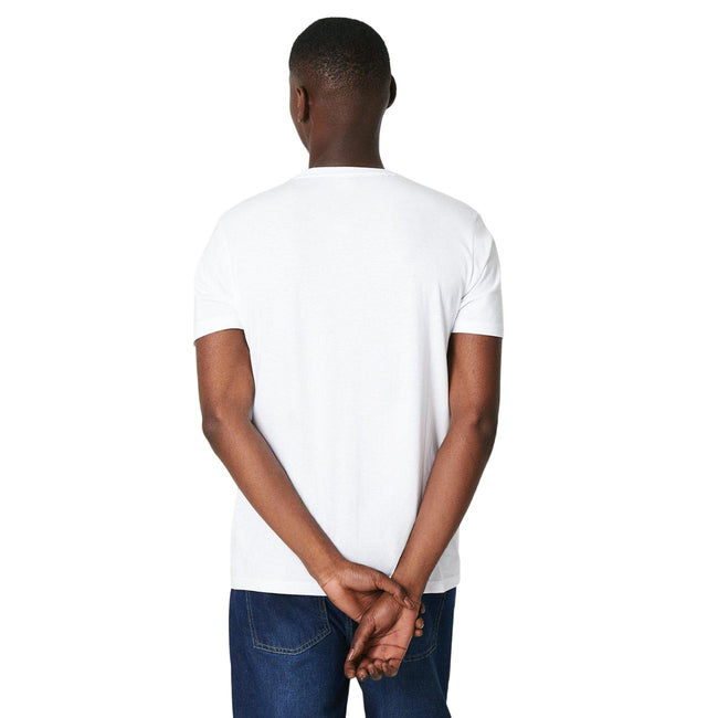 White - Back - Maine Mens Plain Cotton Crew Neck T-Shirt
