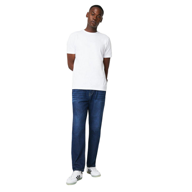 White - Side - Maine Mens Plain Cotton Crew Neck T-Shirt