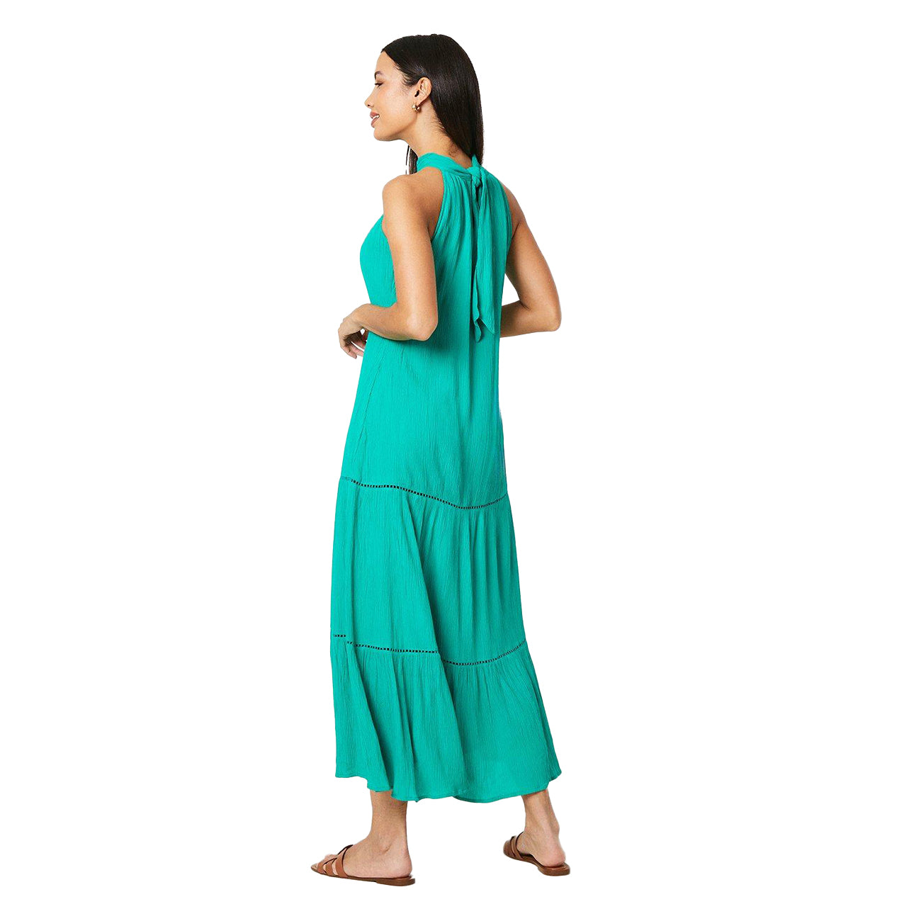 Orange - Pack Shot - Principles Womens-Ladies Lace Detail Halter Neck Maxi Dress