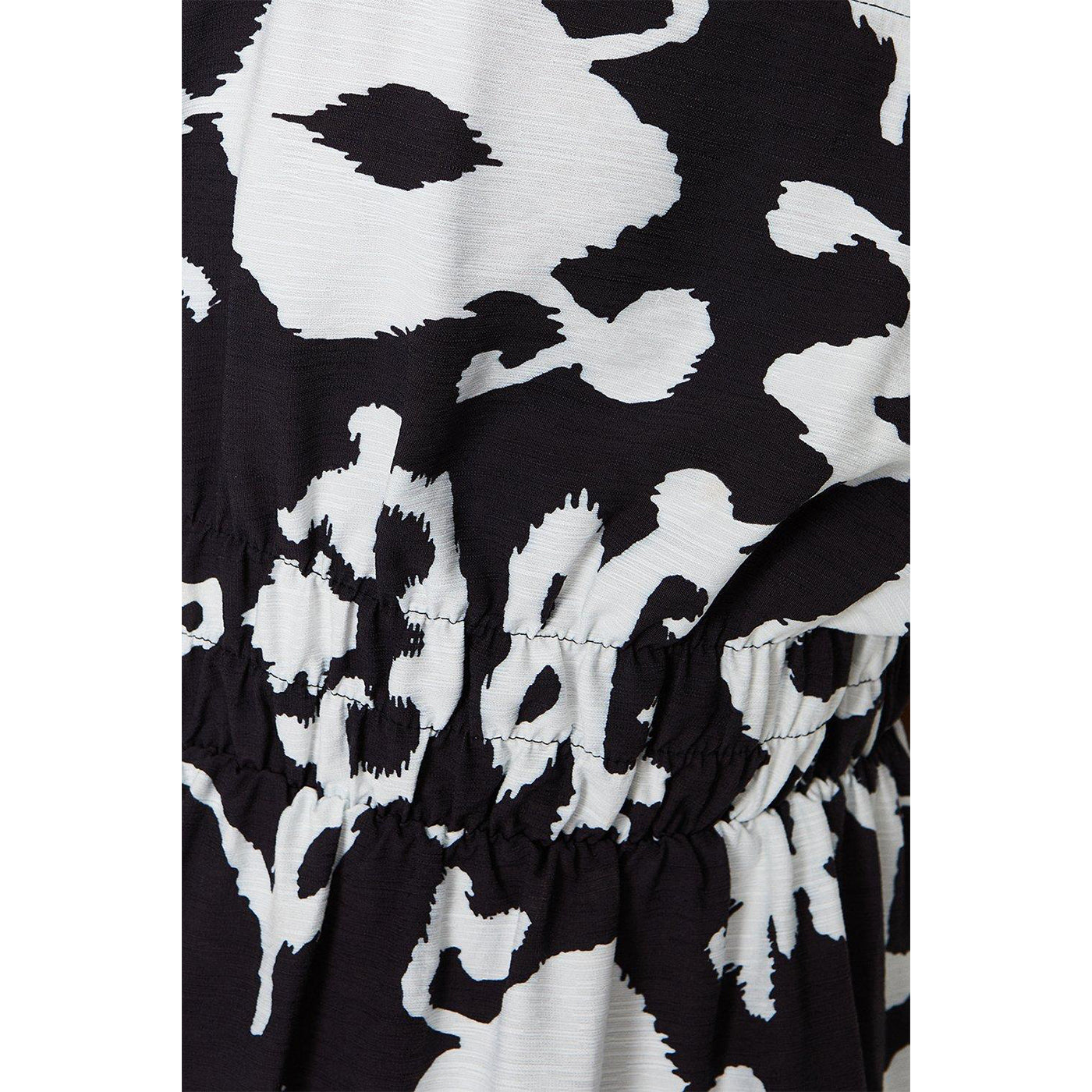 White-Black - Lifestyle - Principles Womens-Ladies Monochrome Shirred Waist Midi Dress