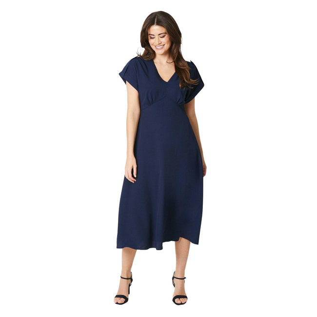 Navy - Front - Debenhams Womens-Ladies Satin Midi Dress