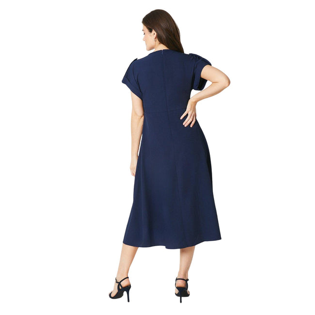 Navy - Back - Debenhams Womens-Ladies Satin Midi Dress