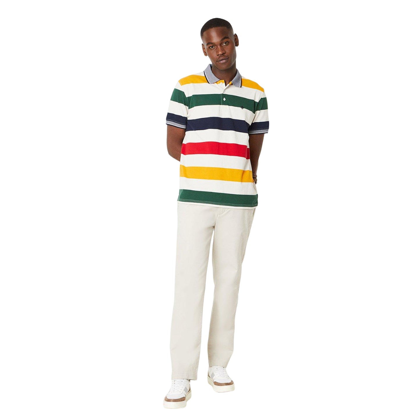 Multicoloured - Side - Maine Mens Wide Stripe Polo Shirt