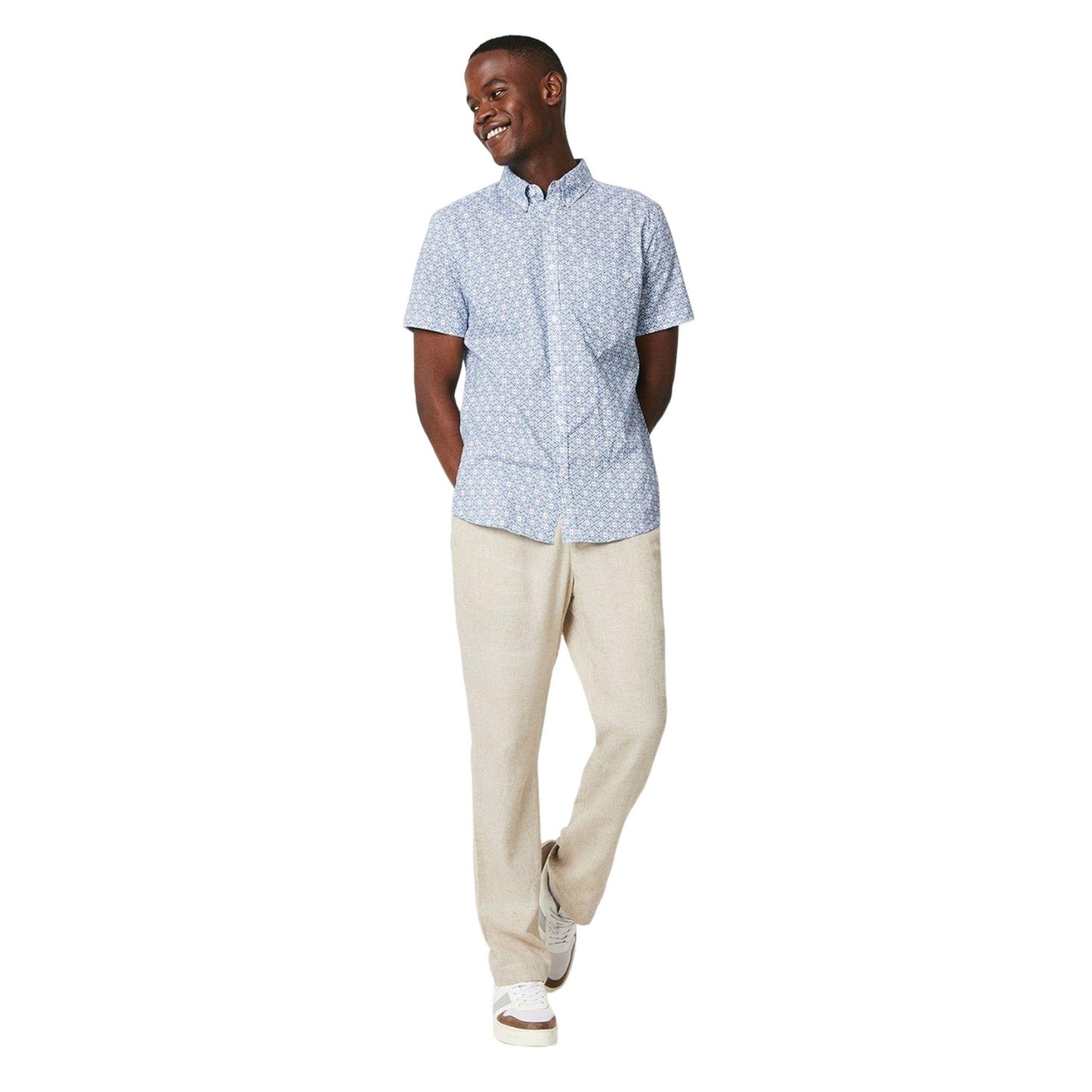 Airforce Blue - Side - Maine Mens Ikat Short-Sleeved Shirt