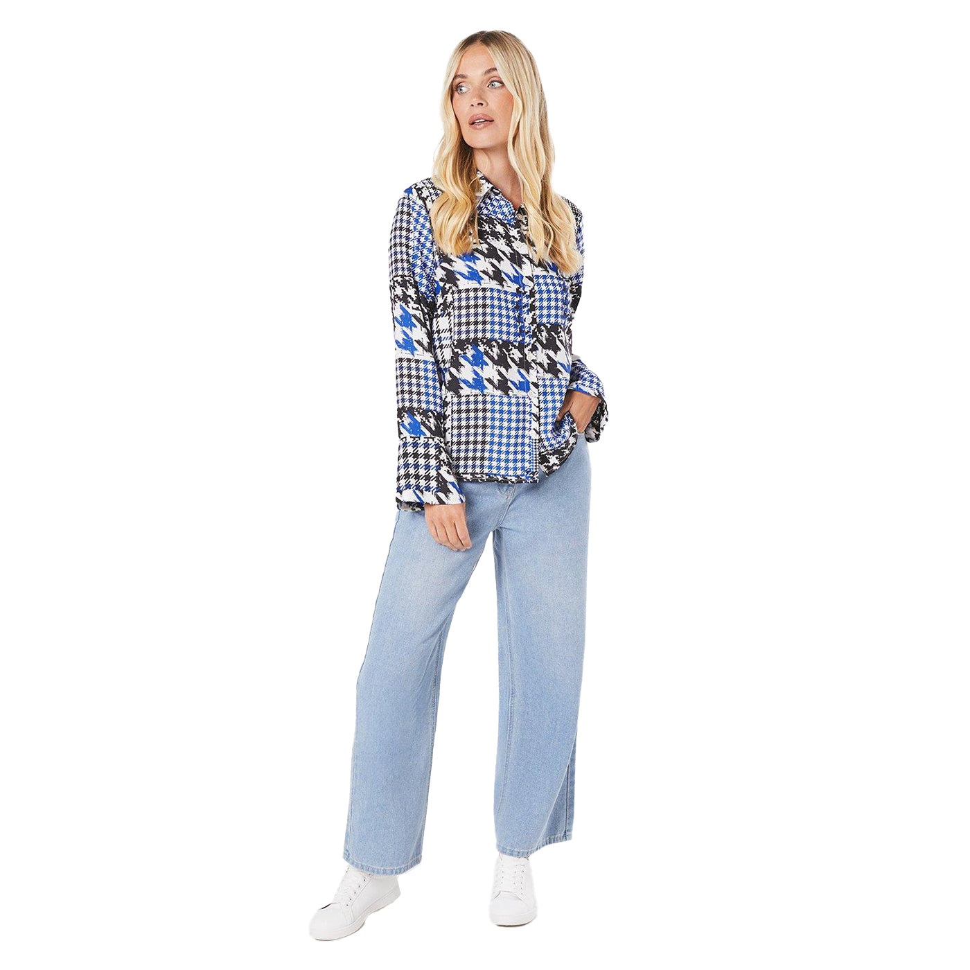 Monochrome - Lifestyle - Principles Womens-Ladies Dogtooth Collared Petite Shirt