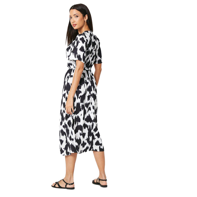 Monochrome - Back - Principles Womens-Ladies Dalmatian Print Volume Midi Dress