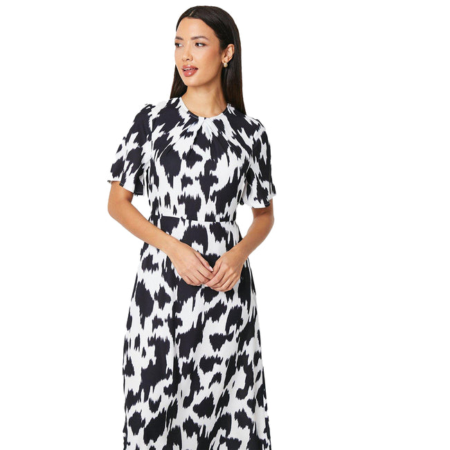 Monochrome - Lifestyle - Principles Womens-Ladies Dalmatian Print Volume Midi Dress