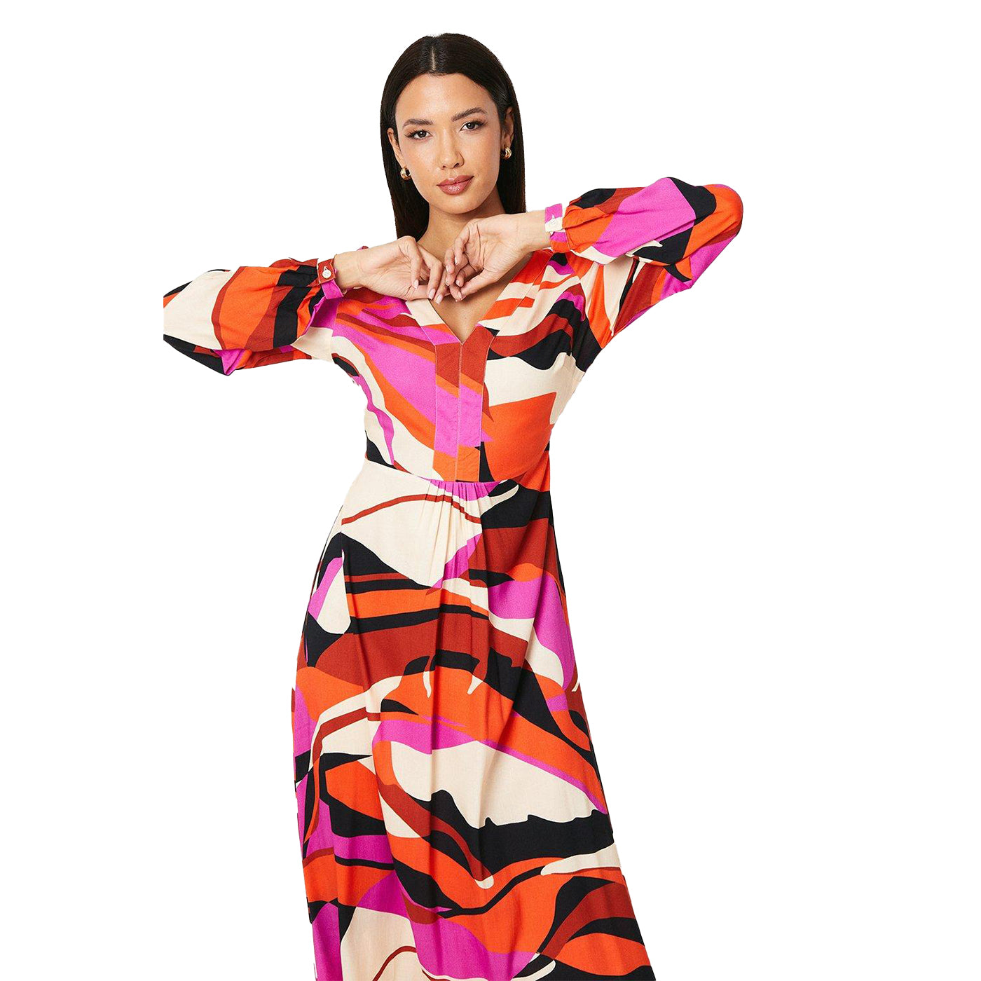 Multicoloured - Lifestyle - Principles Womens-Ladies Abstract Volume Maxi Dress