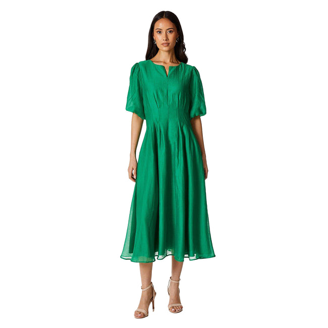 Green - Front - Principles Womens-Ladies Organza Pleated Midi Dress