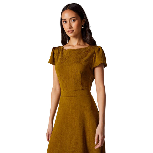 Olive - Side - Principles Womens-Ladies Textured Jersey Midi Dress