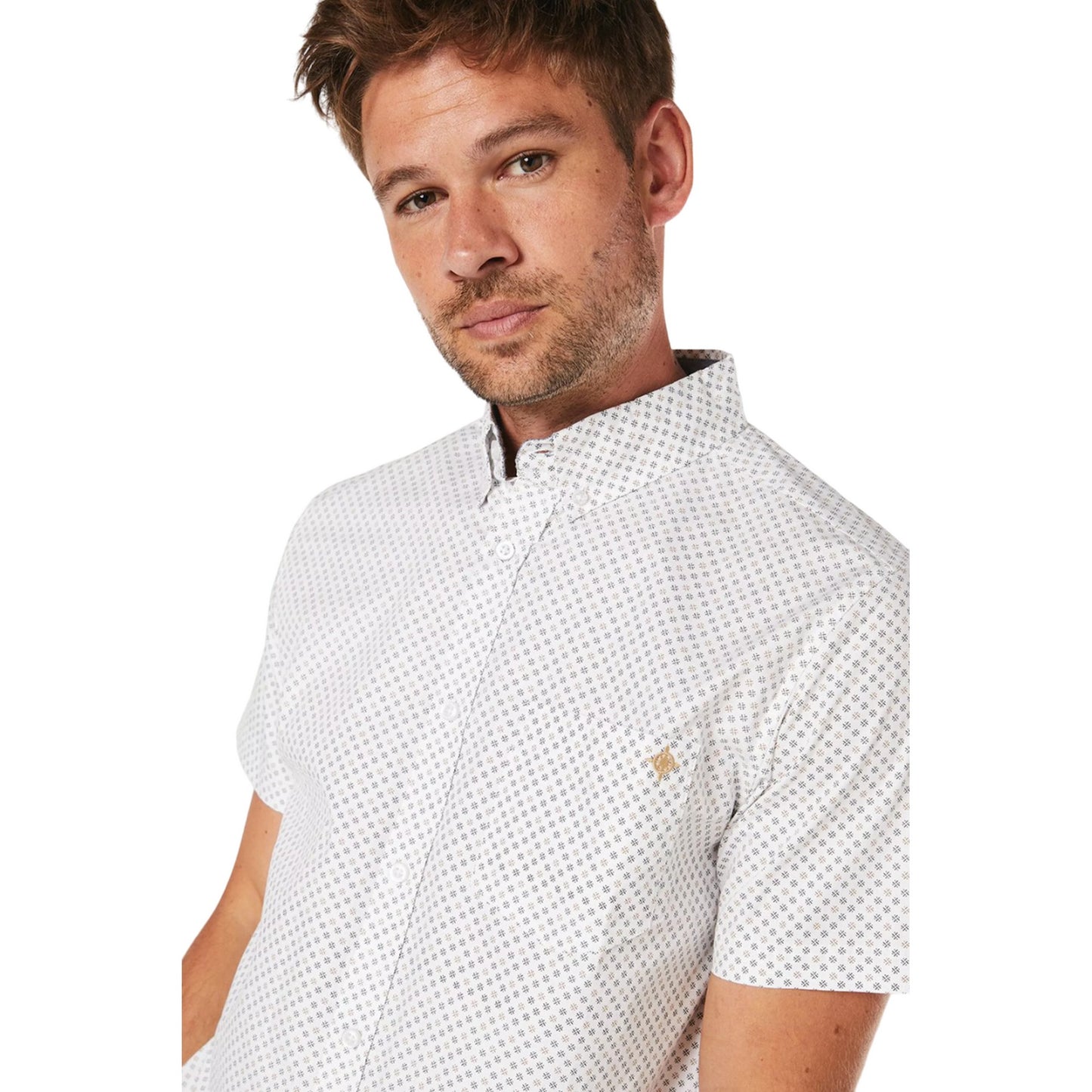 White - Lifestyle - Maine Mens Geo Sphere Short-Sleeved Shirt