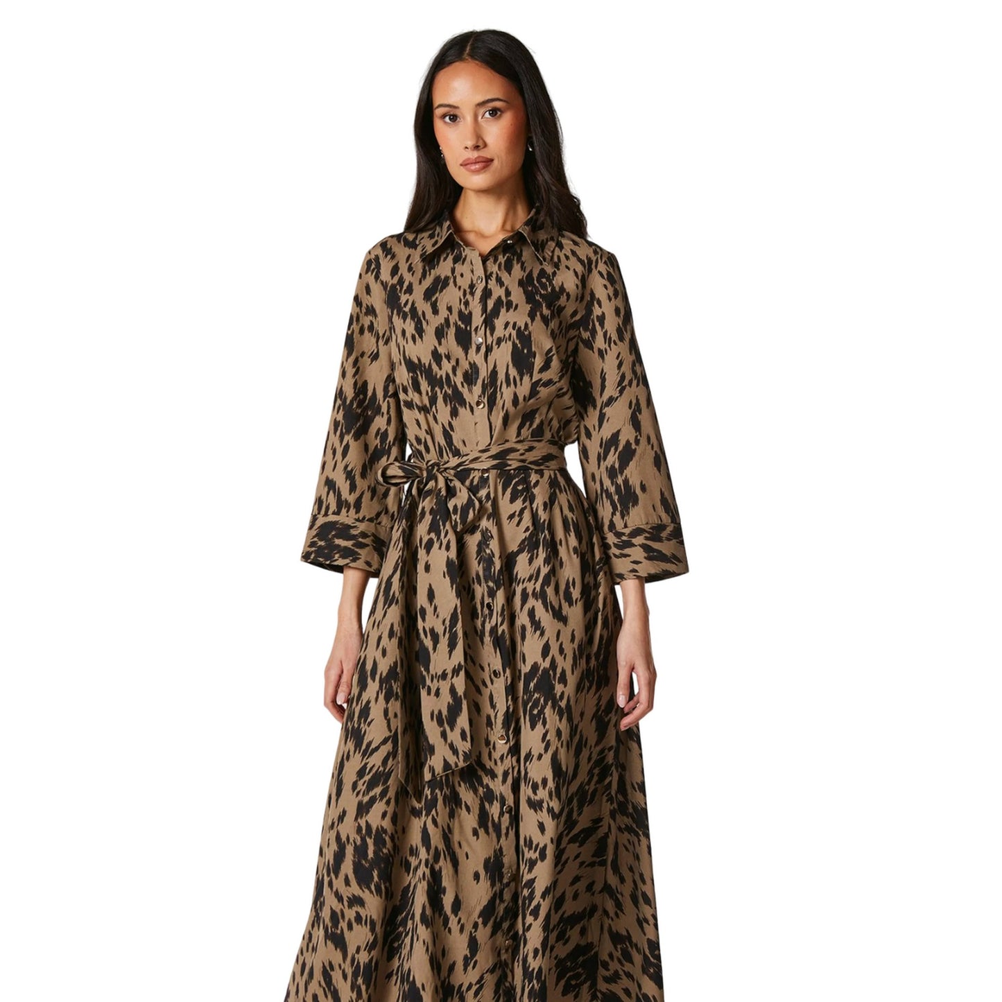 Khaki - Side - Principles Womens-Ladies Abstract Shirt Dress