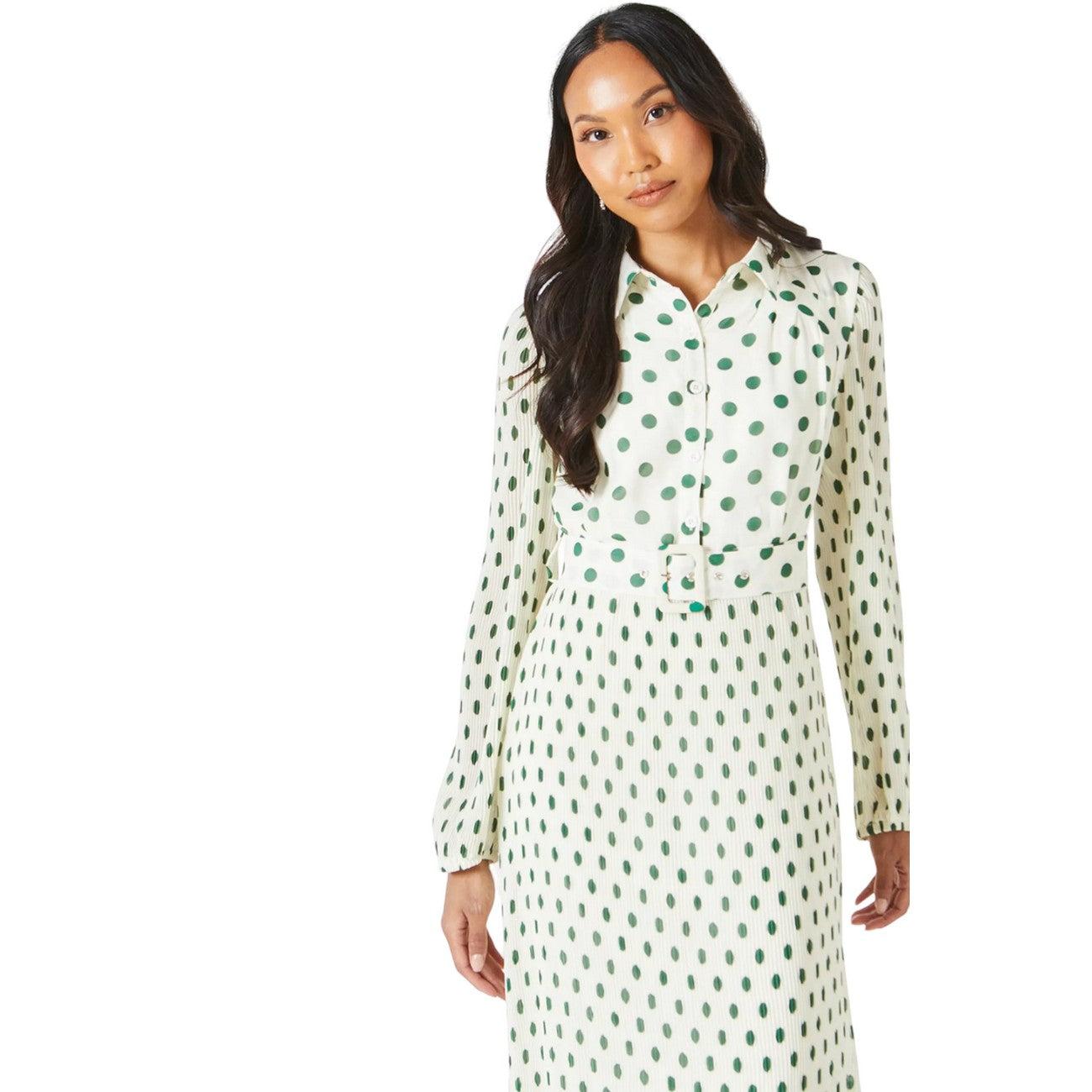 Ivory - Side - Principles Womens-Ladies Belted Micro Pleat Shirt Dress