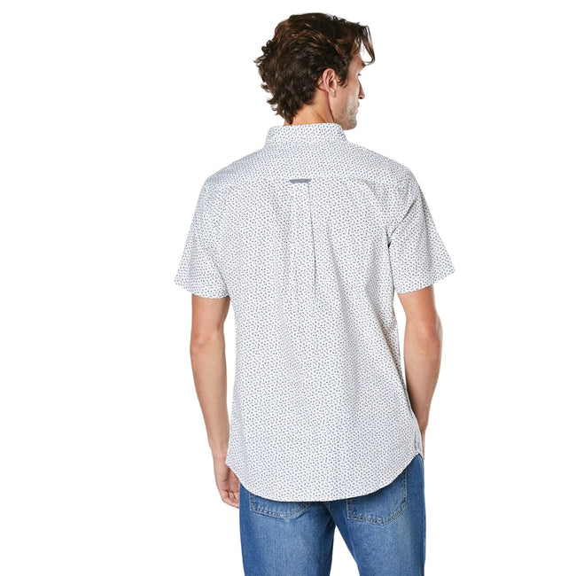 White - Back - Maine Mens Peak Ditsy Print Short-Sleeved Shirt