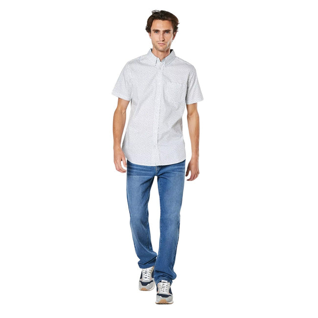 White - Side - Maine Mens Peak Ditsy Print Short-Sleeved Shirt