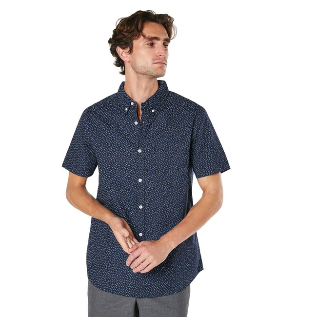 Black - Front - Maine Mens Peak Ditsy Print Short-Sleeved Shirt