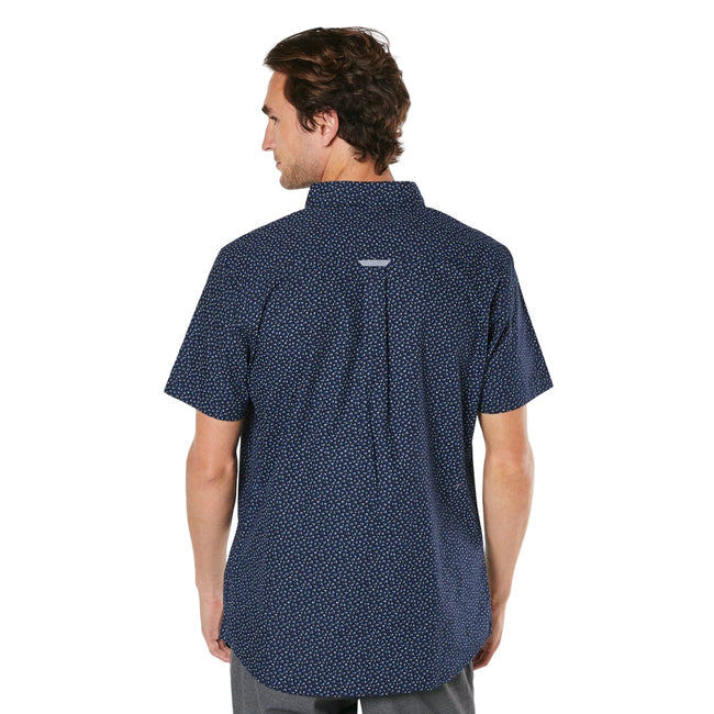 Black - Back - Maine Mens Peak Ditsy Print Short-Sleeved Shirt