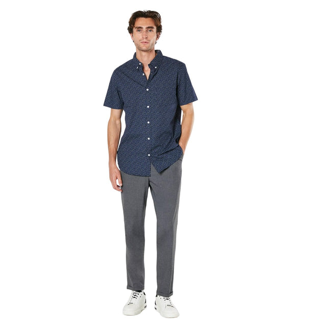 Black - Side - Maine Mens Peak Ditsy Print Short-Sleeved Shirt