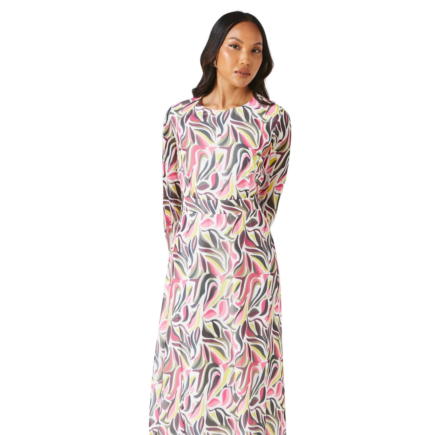 Cream - Lifestyle - Principles Womens-Ladies Abstract Midi Dress