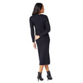 Black - Back - Principles Womens-Ladies Knitted Ribbed Button Detail Midi Dress