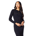 Black - Lifestyle - Principles Womens-Ladies Knitted Ribbed Button Detail Midi Dress