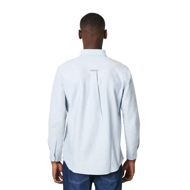 Light Blue - Back - Maine Mens Fine Stripe Oxford Long-Sleeved Shirt
