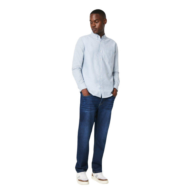 Light Blue - Side - Maine Mens Fine Stripe Oxford Long-Sleeved Shirt