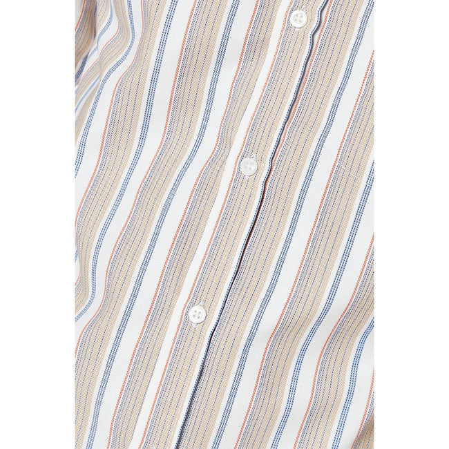 Tan - Side - Maine Mens Stripe Oxford Short-Sleeved Shirt