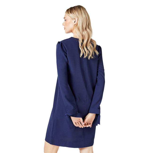 Navy - Back - Principles Womens-Ladies Crepe Stitch Detail Shift Dress