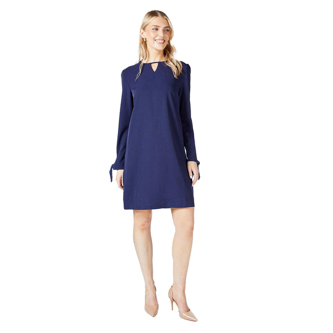 Navy - Lifestyle - Principles Womens-Ladies Crepe Stitch Detail Shift Dress