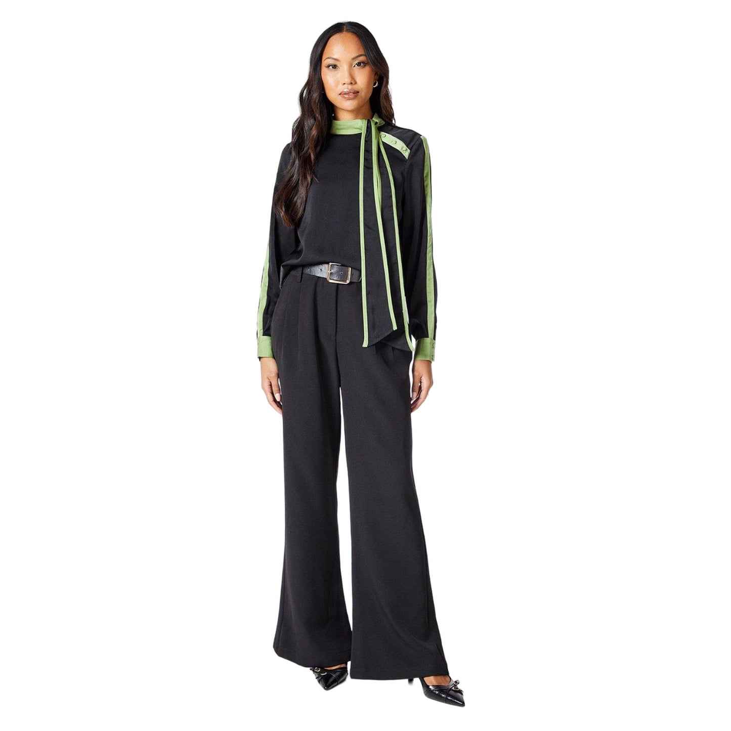 Black - Side - Principles Womens-Ladies Contrast Detail Satin Top