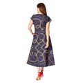 Navy - Back - Principles Womens-Ladies Chain Print Belted Midi Dress