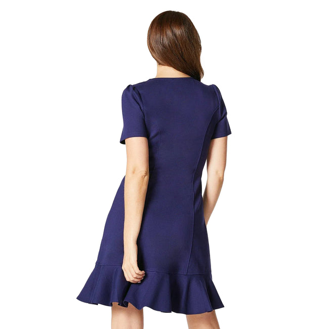 Navy - Back - Principles Womens-Ladies Ponte Zip Front Shift Dress