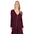 Plum - Side - Principles Womens-Ladies Ponte Zip Front Midi Dress