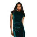 Green - Side - Principles Womens-Ladies Velvet Ruched Waist Midi Dress